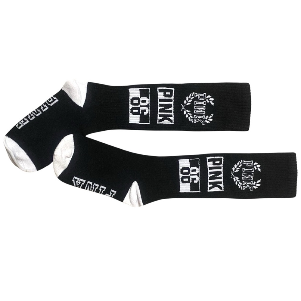 NWOT PINK Victoria's Secret Black and White Casual Crew Socks One Size